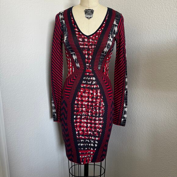 BCBGMaxAzria Dresses & Skirts - BCBGMaxAzria | Silk Cotton Jacquard Bodycon Sweater Dress size XS